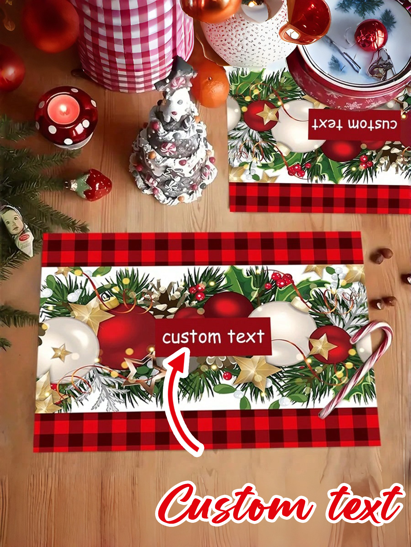 Personalized Christmas Plaid Placemats